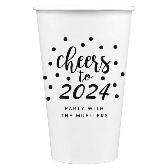 Confetti Dots Cheers to the New Year Paper Coffee Cups